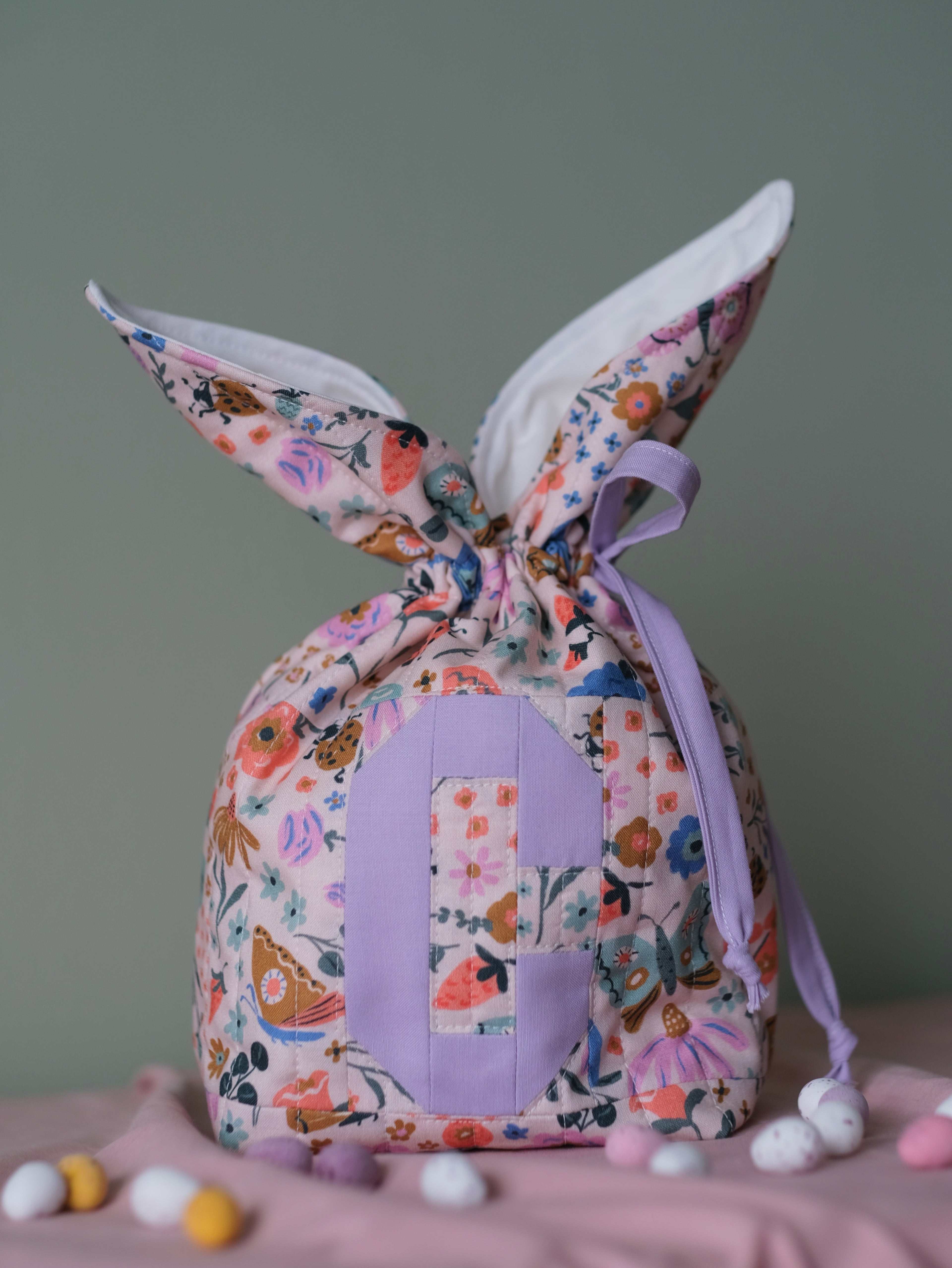 Personalised Easter Bunny Bag in Butterfly Garden Print