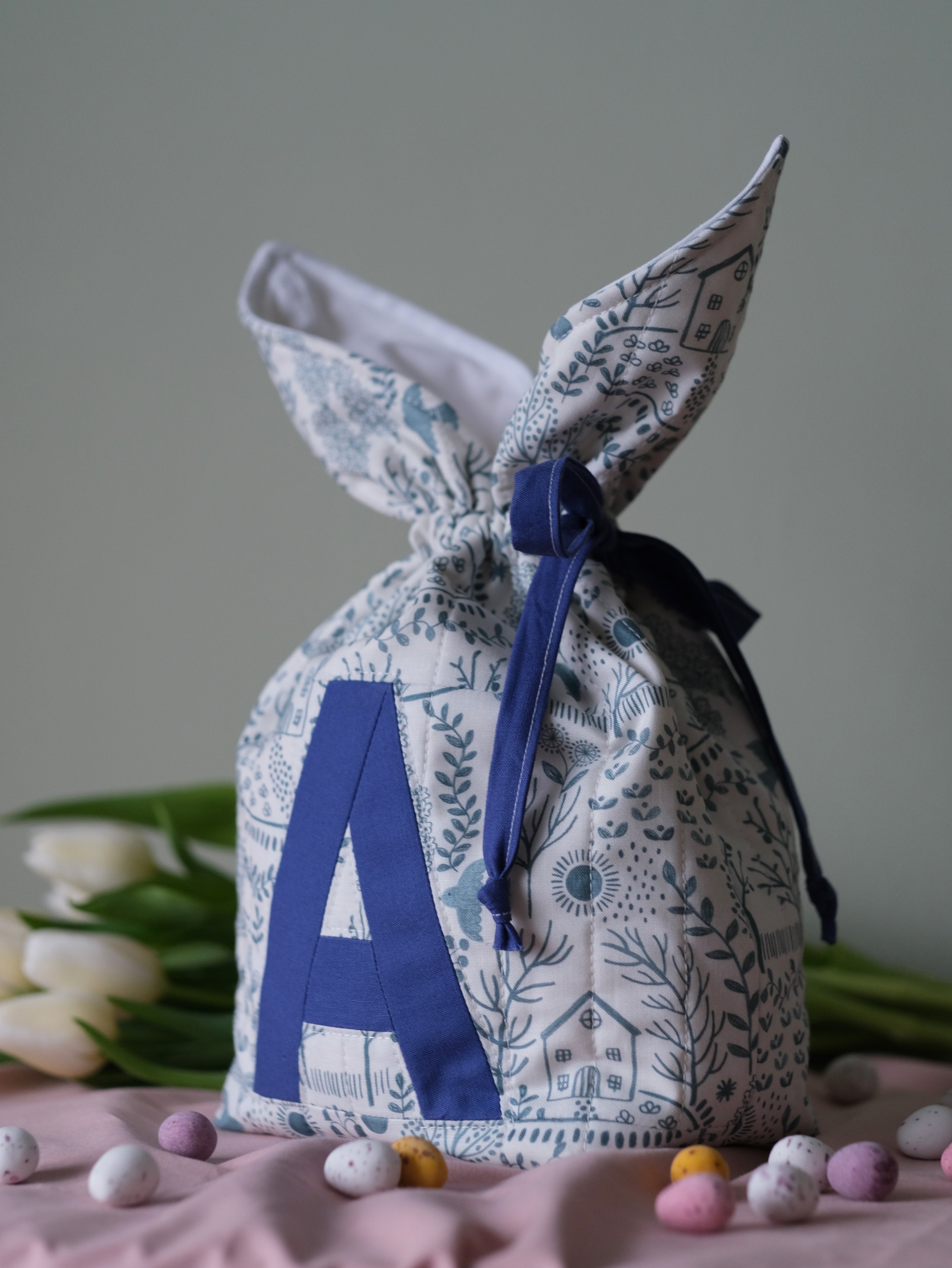 Personalised Easter Bunny Bag in Cottage Garden Print