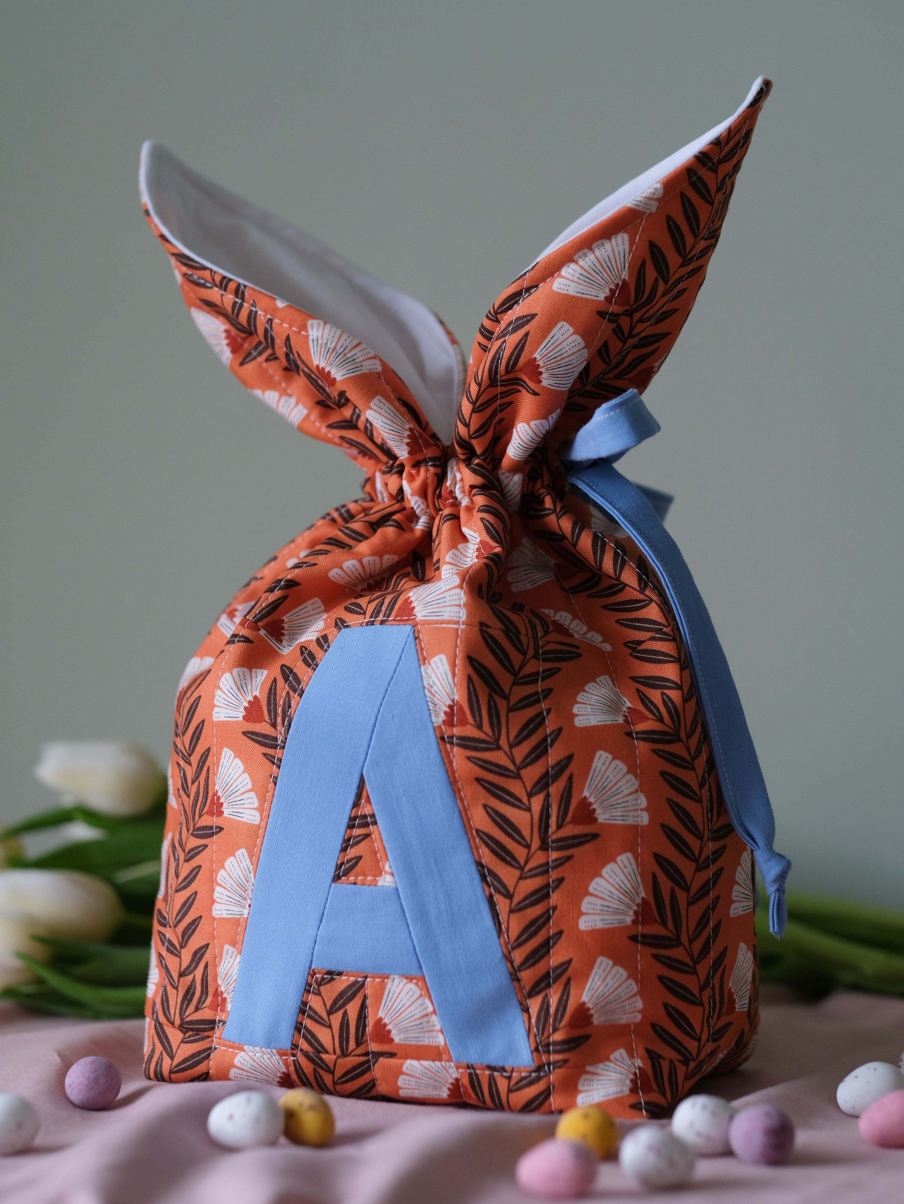 Personalised Easter Bunny Bag in Wavy Floral Print