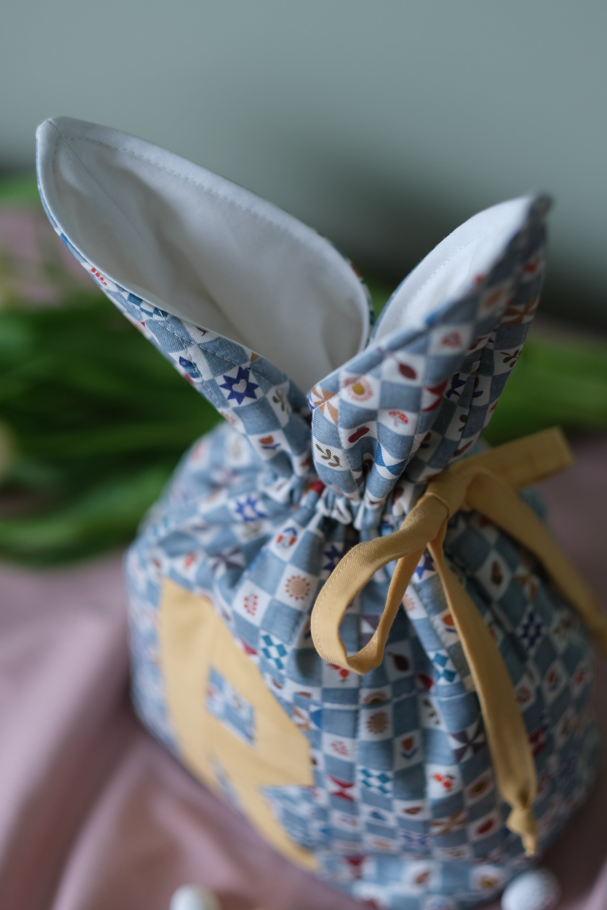 Personalised Easter Bunny Bag in Checkerboard Print