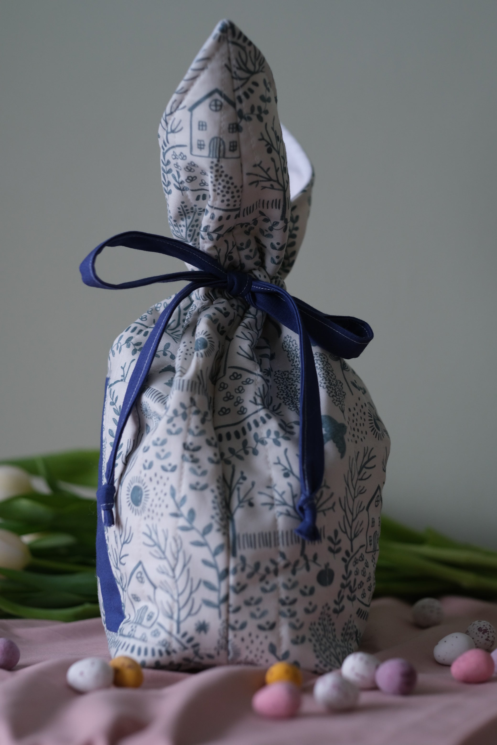 Personalised Easter Bunny Bag in Cottage Garden Print